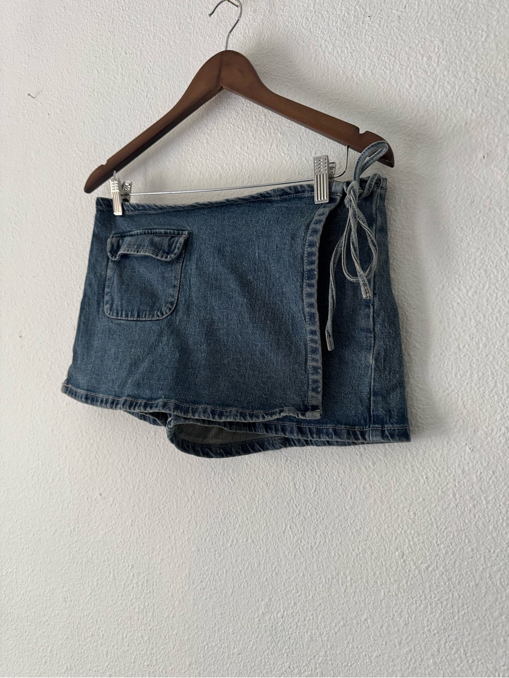 No Boundaries Denim Wrap Skort Retro Tie Waist Skirt-Shorts Small 4-6 Y2K - Picture 4 of 13